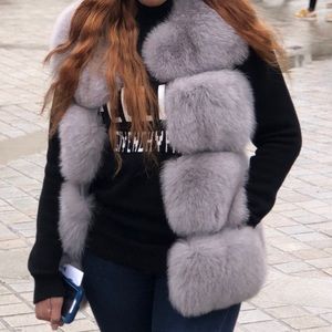 Grey fox fur vest